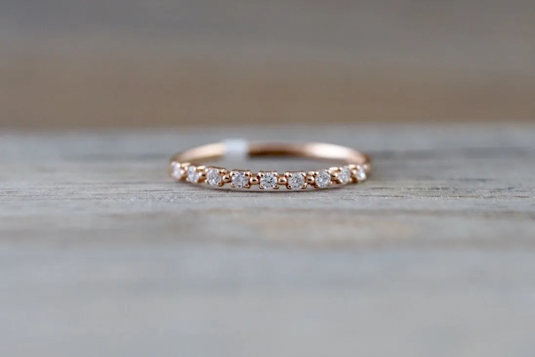 14kt Rose Gold Diamond Ring Band Wedding Engagement Stack Dainty B010033