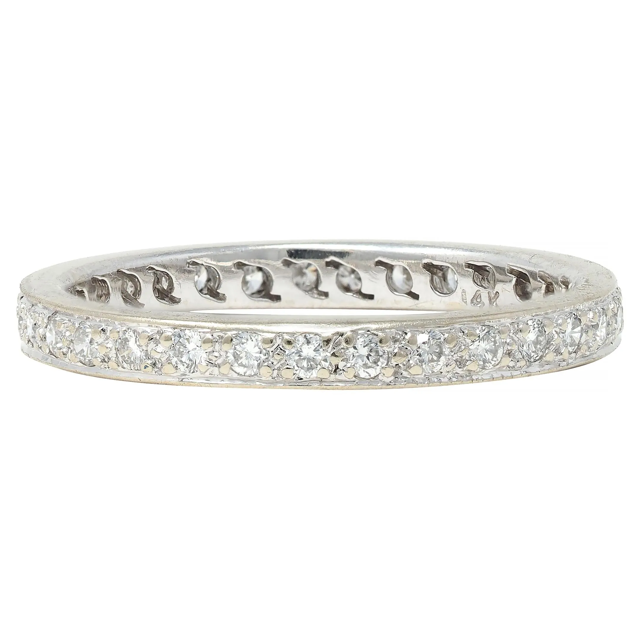 2000's 0.45 CTW Diamond 14 Karat White Gold Eternity Wedding Band Ring