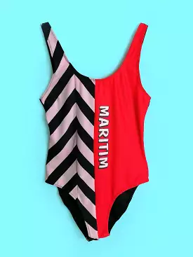 80's Retro Swimsuit Nautical ~ size S-M