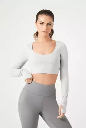 Active Heathered Thumbhole Crop Top