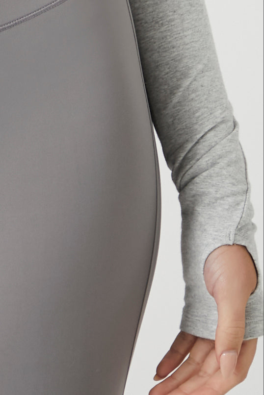 Active Heathered Thumbhole Crop Top