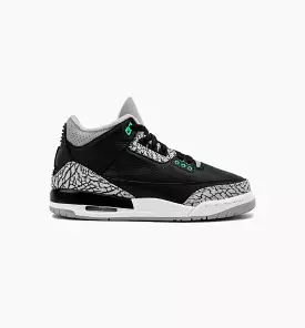 Air Jordan 3 Retro Green Glow Grade School Lifestyle Shoe - Black/Green Glow/Wolf Grey/White