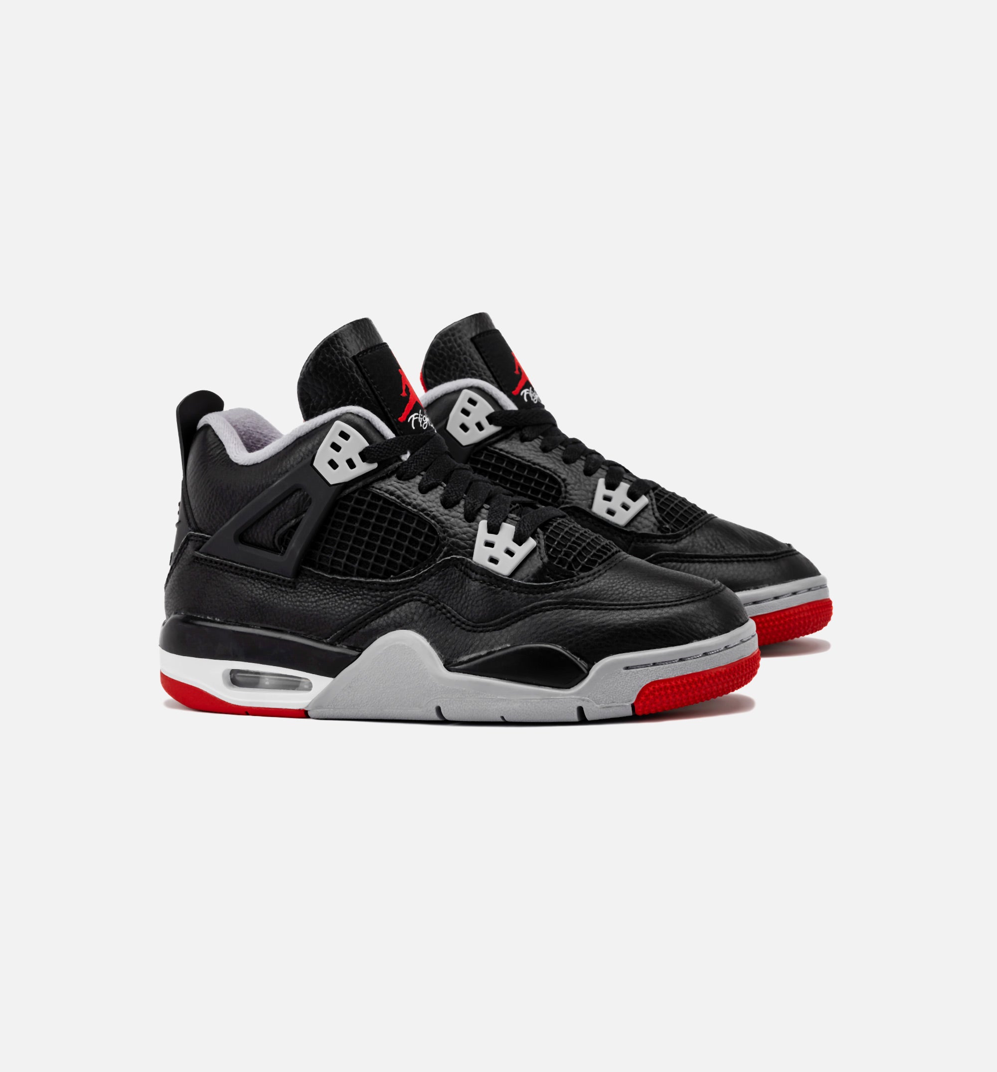 Air Jordan 4 Retro Bred Reimagined Grade School Lifestyle Shoe - Black/Fire Red/Cement Grey/Summit White