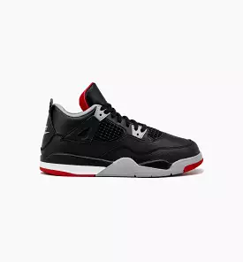 Air Jordan 4 Retro Bred Reimagined Preschool Lifestyle Shoe - Black/Fire Red/Cement Grey/Summit White