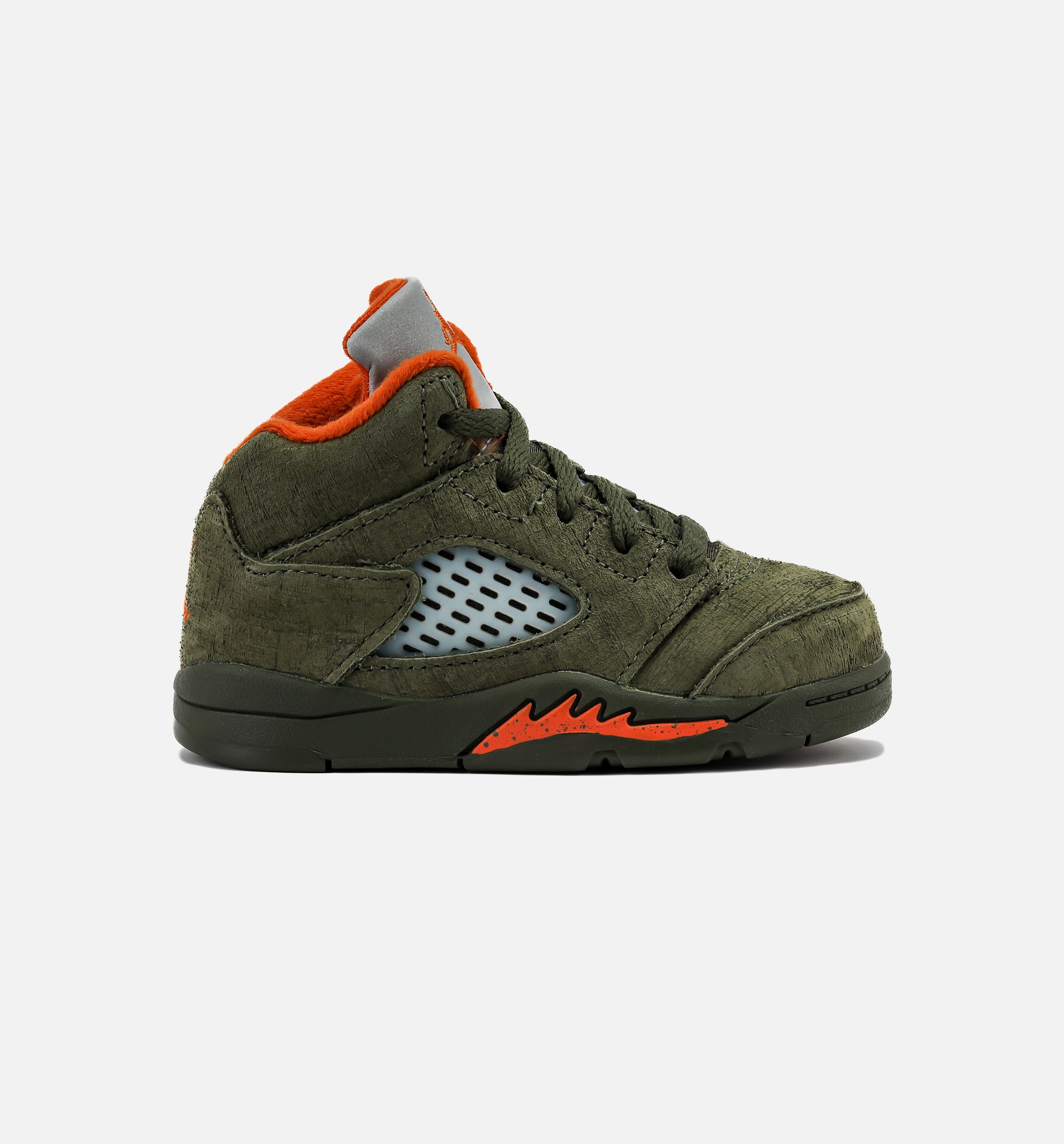 Air Jordan 5 Retro Infant Toddler Lifestyle Shoe - Army Olive/Solar Orange