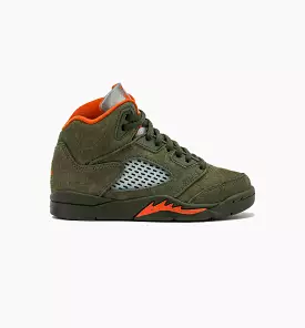 Air Jordan 5 Retro Preschool Lifestyle Shoe - Army Olive/Solar Orange