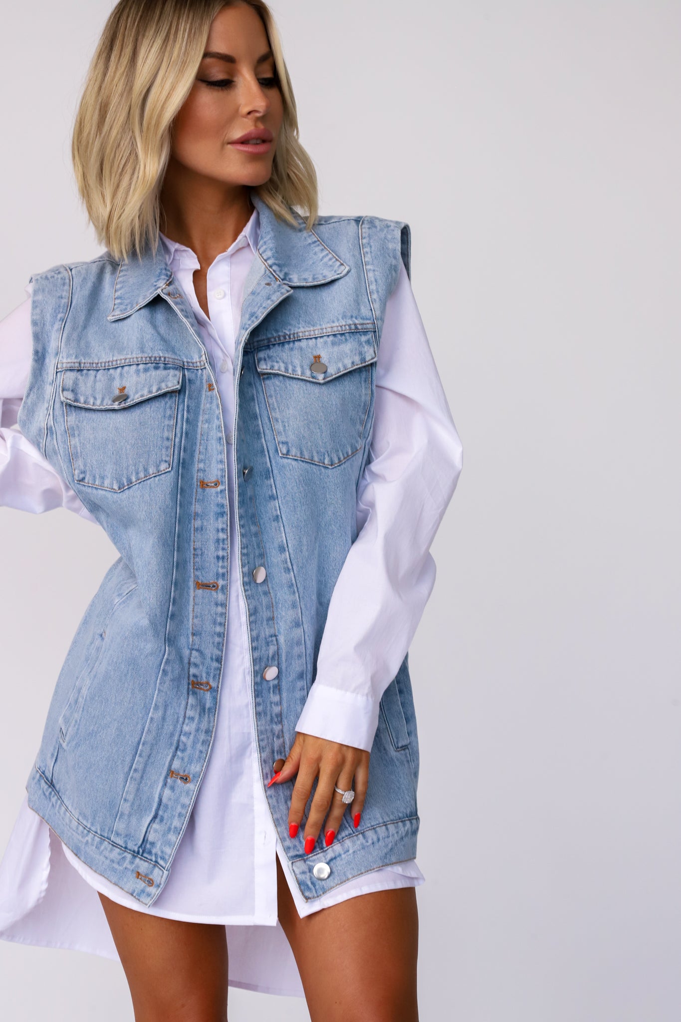 All Around Oversized Denim Vest