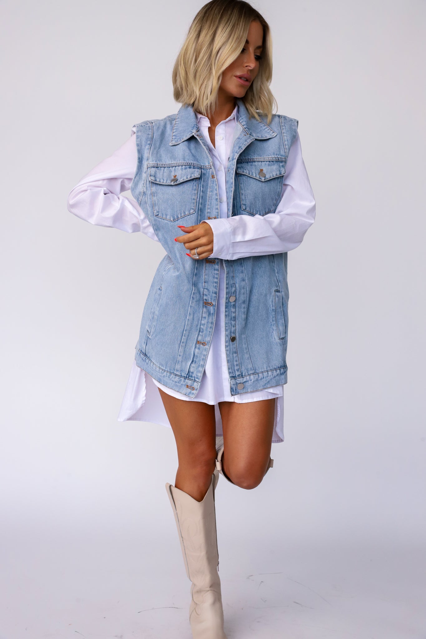 All Around Oversized Denim Vest