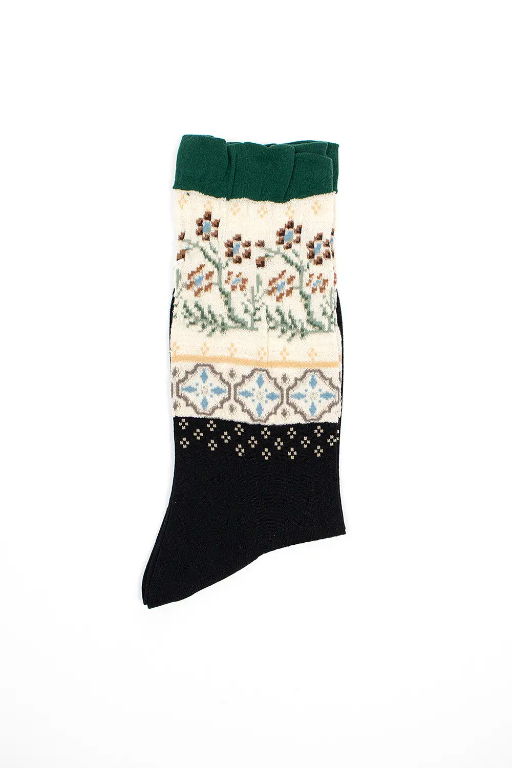 AM-770 Floral Mosaic Socks Black