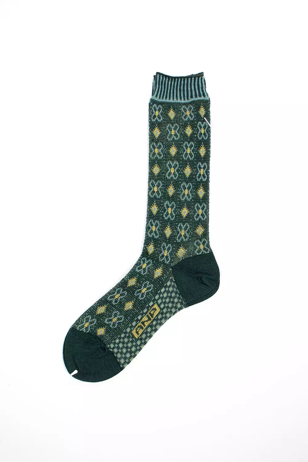 AM-776 Flower Grid Socks Green