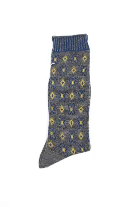 AM-776 Flower Grid Socks Grey