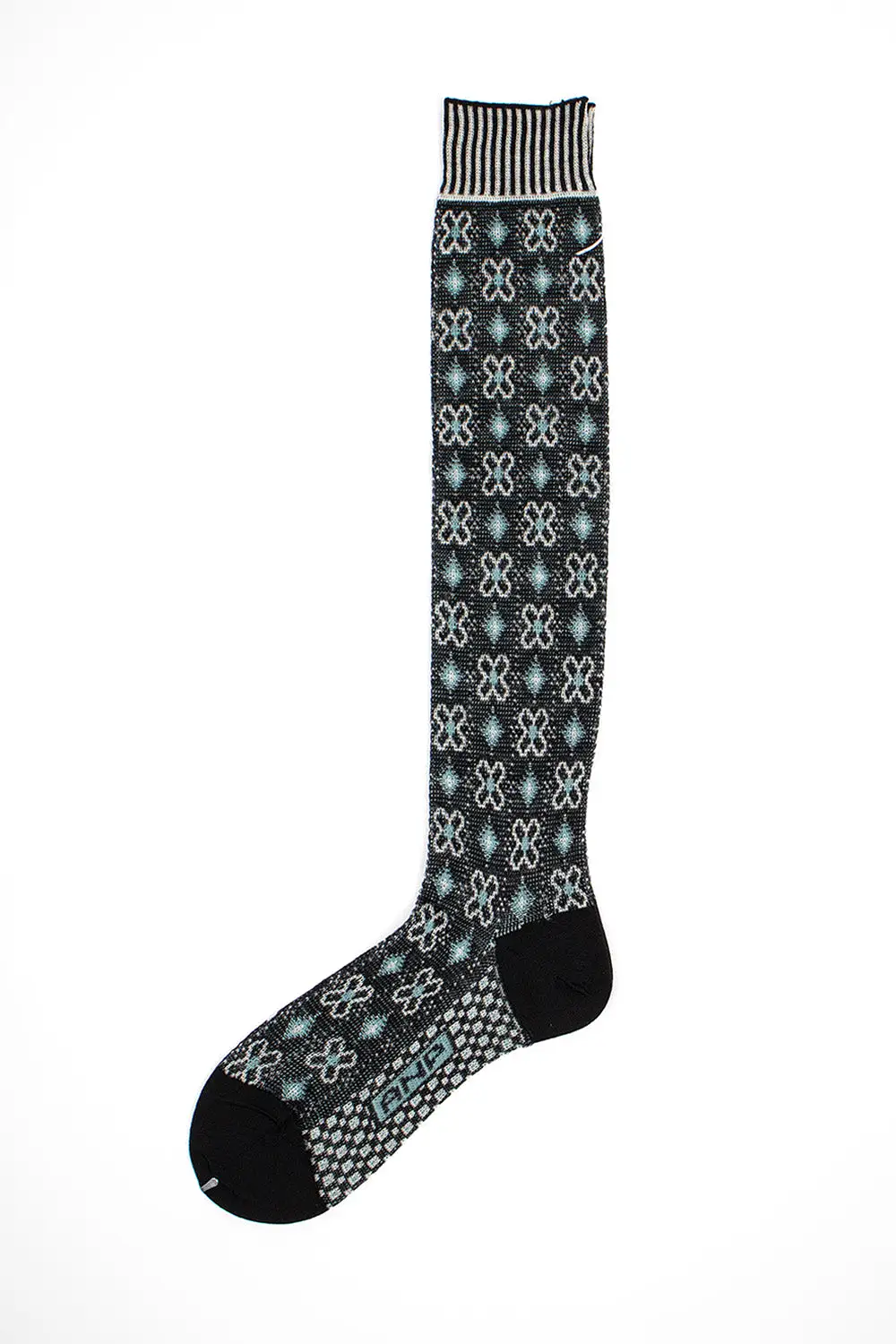 AM-776HS Flower Grid Socks Black