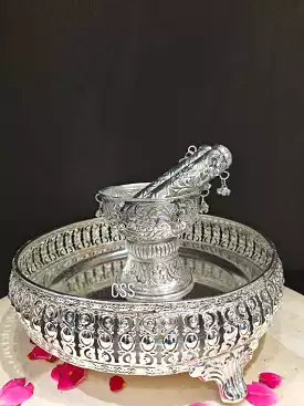 Beautiful German Silver Rolu Rokali Set  With Silver Tray for Weddings-CS001RR