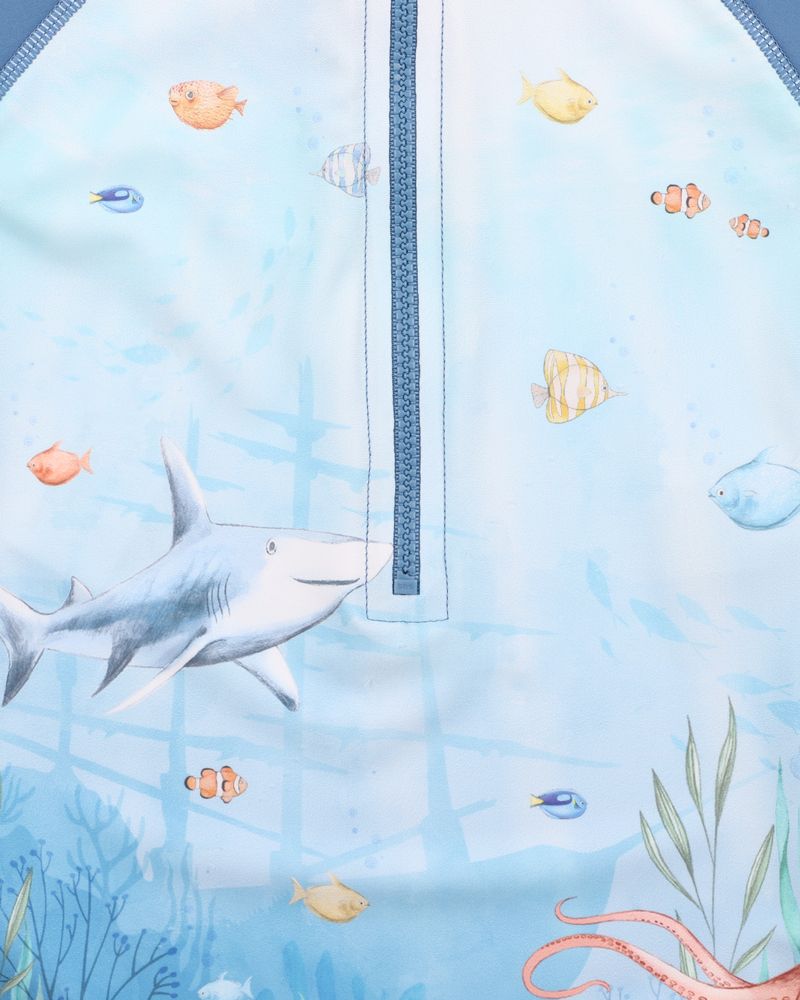 Bebe Swim Flinn Ocean Scene LS Sunsuit