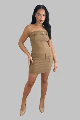 Belted Boobtube Cargo Mini Dress