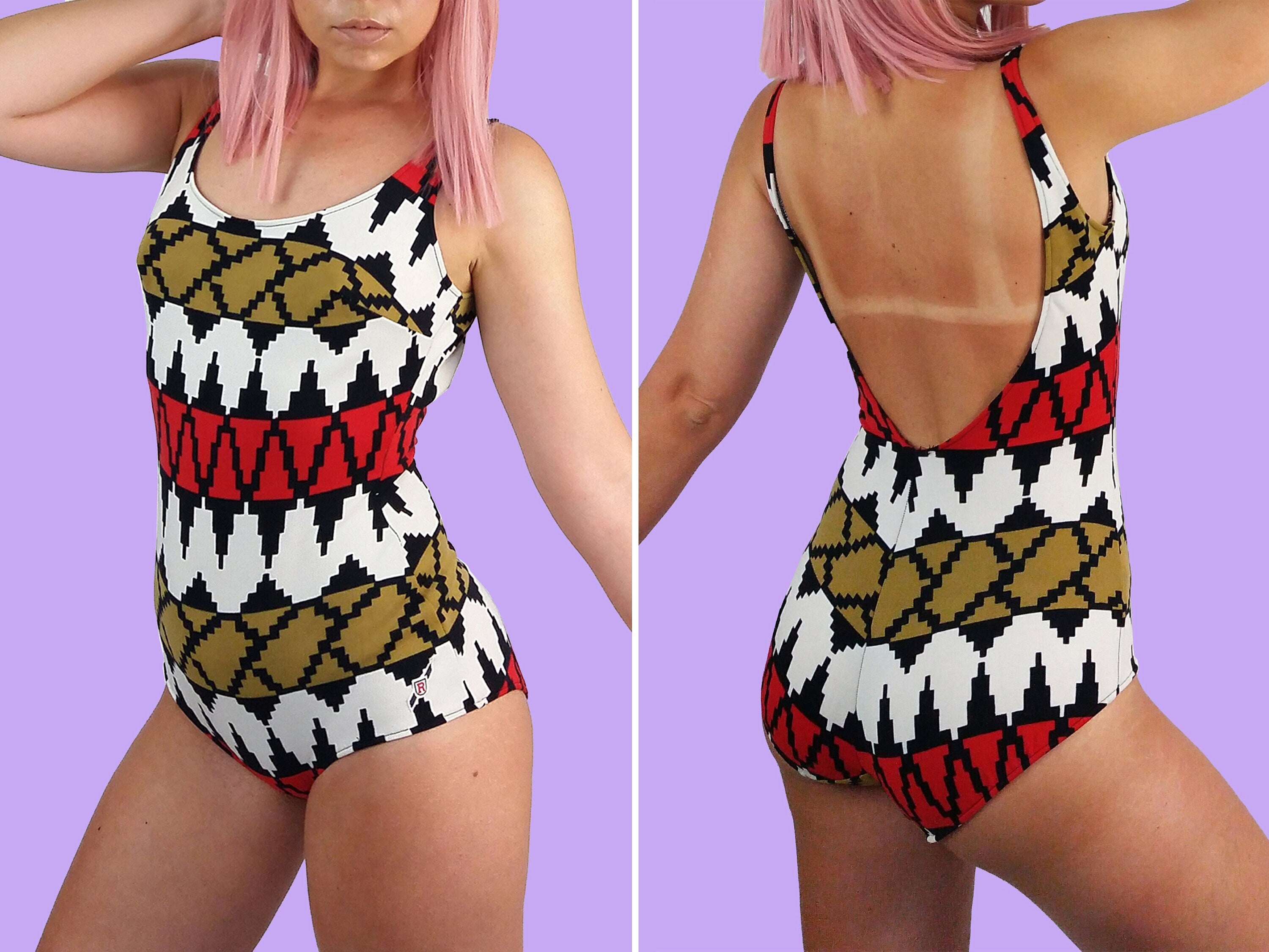 BENGER RIBANA 70's 60's Retro Swimsuit - size 42 / S-M