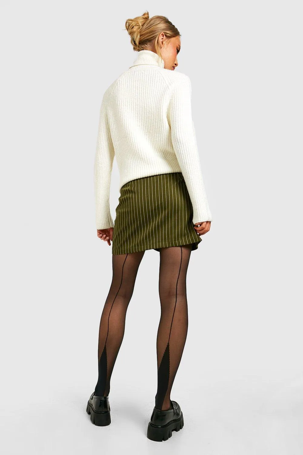 Black Pin Stripe Pattern Tights