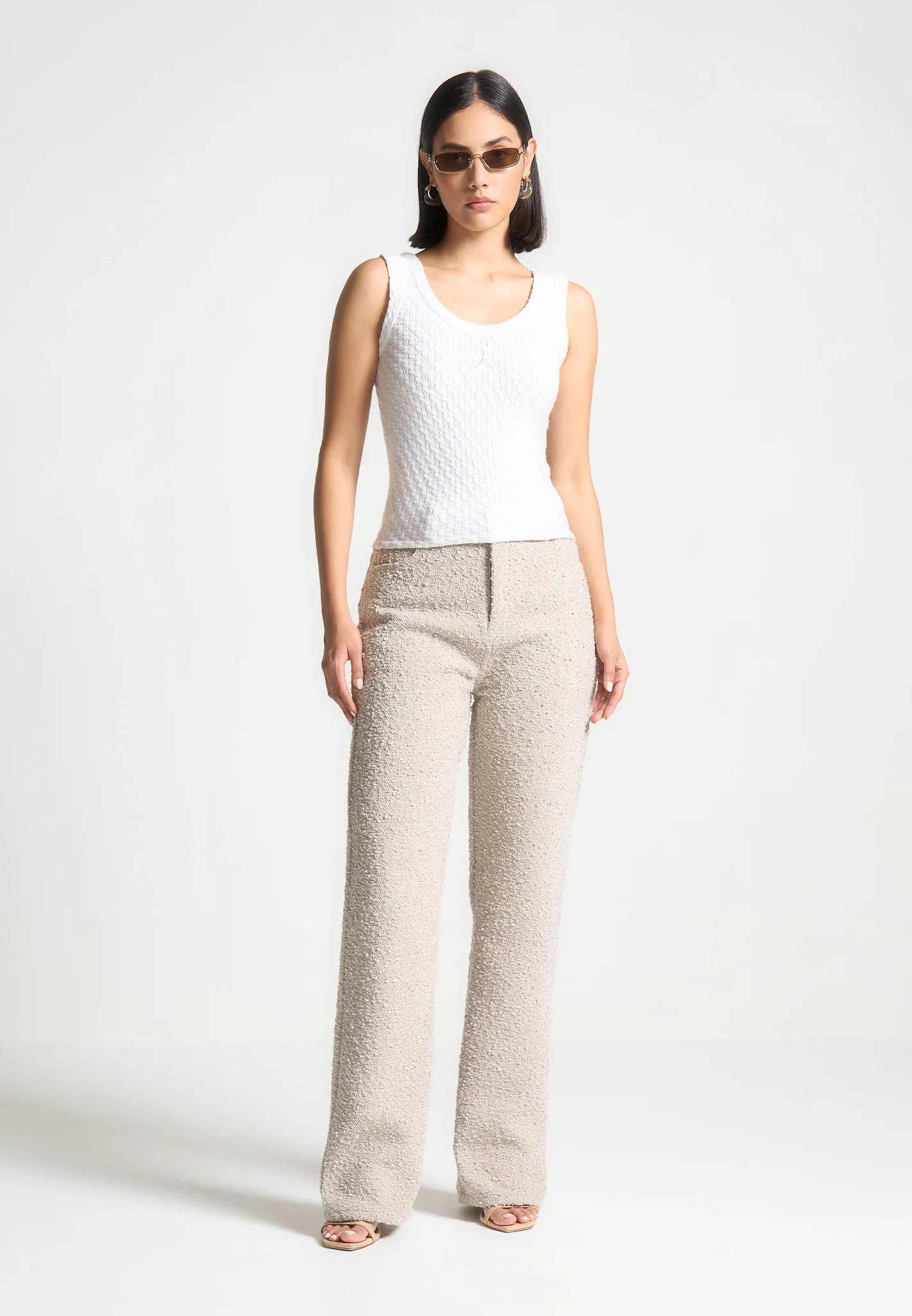 Boucle Boyfriend Trousers - Beige