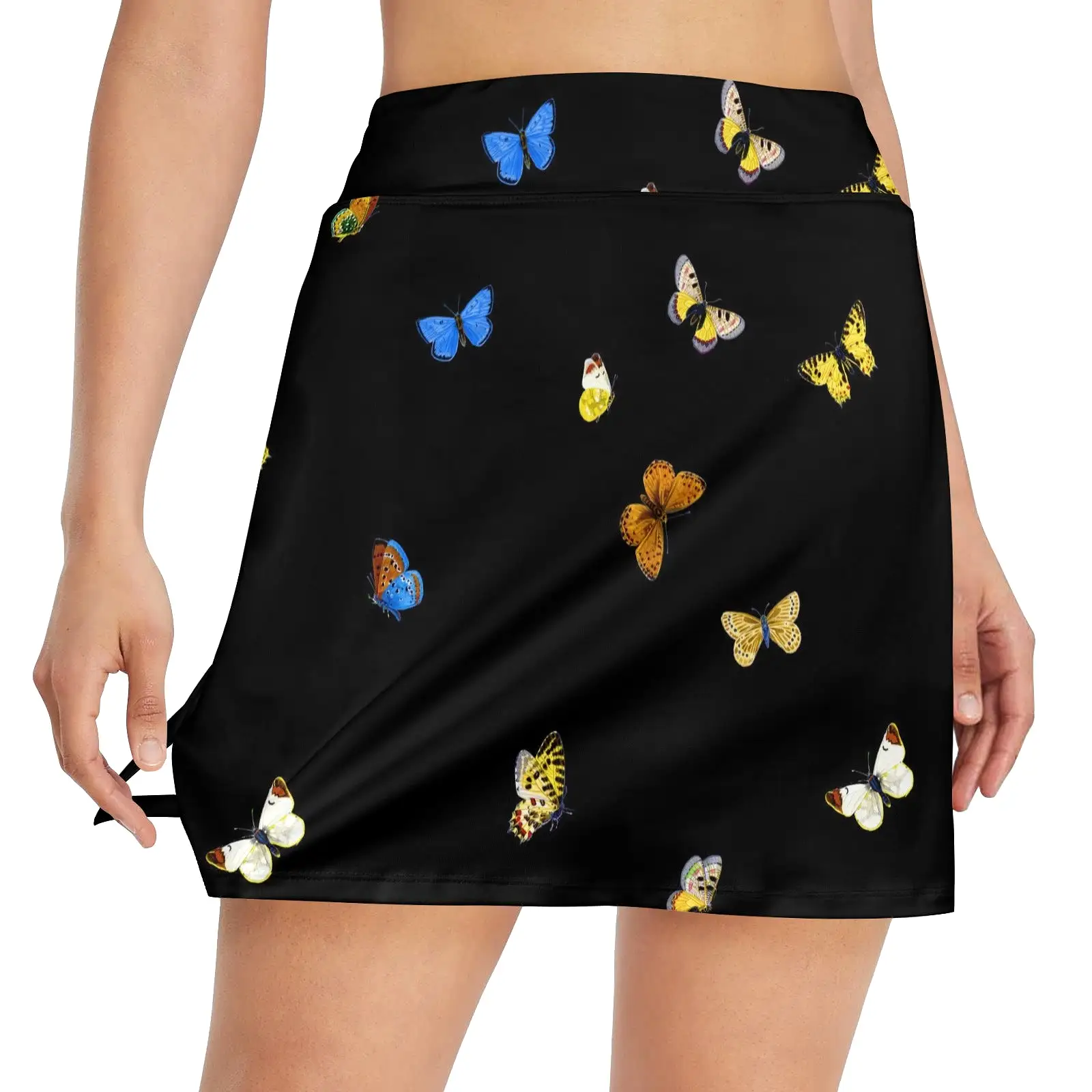 butterfly blue small print 3 Women's Golf Skirt with Pockets (Model D64)