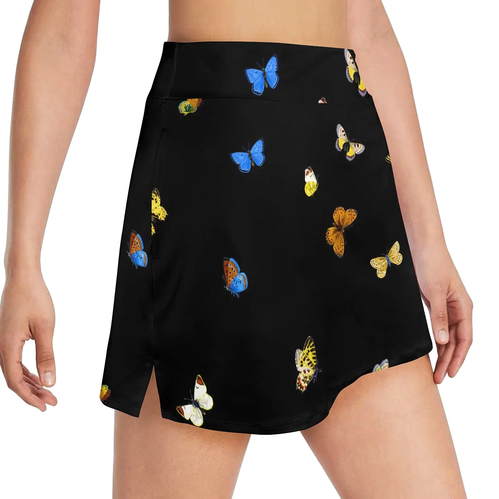 butterfly blue small print 3 Women's Golf Skirt with Pockets (Model D64)