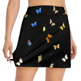 butterfly blue small print 3 Women's Golf Skirt with Pockets (Model D64)