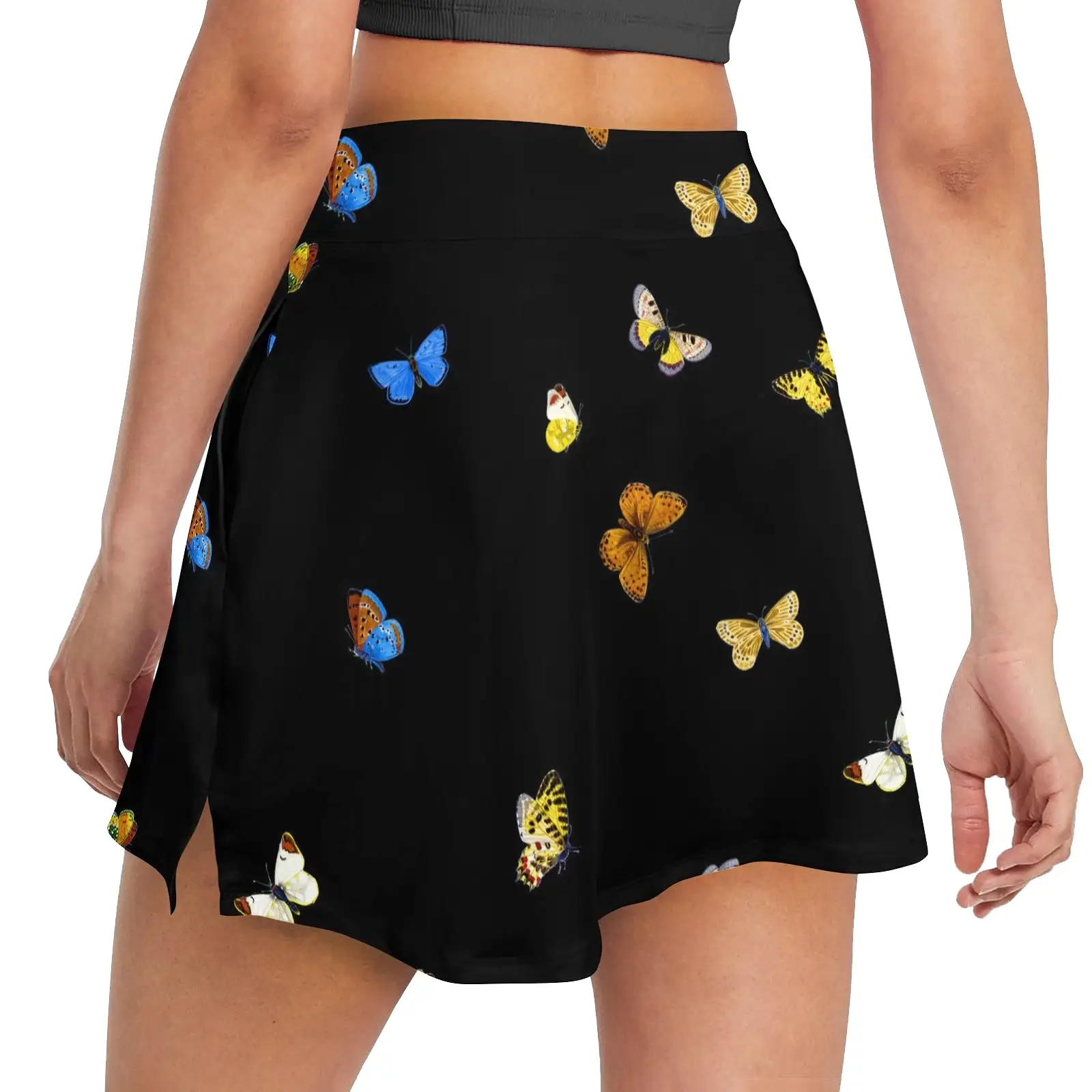 butterfly blue small print 3 Women's Golf Skirt with Pockets (Model D64)