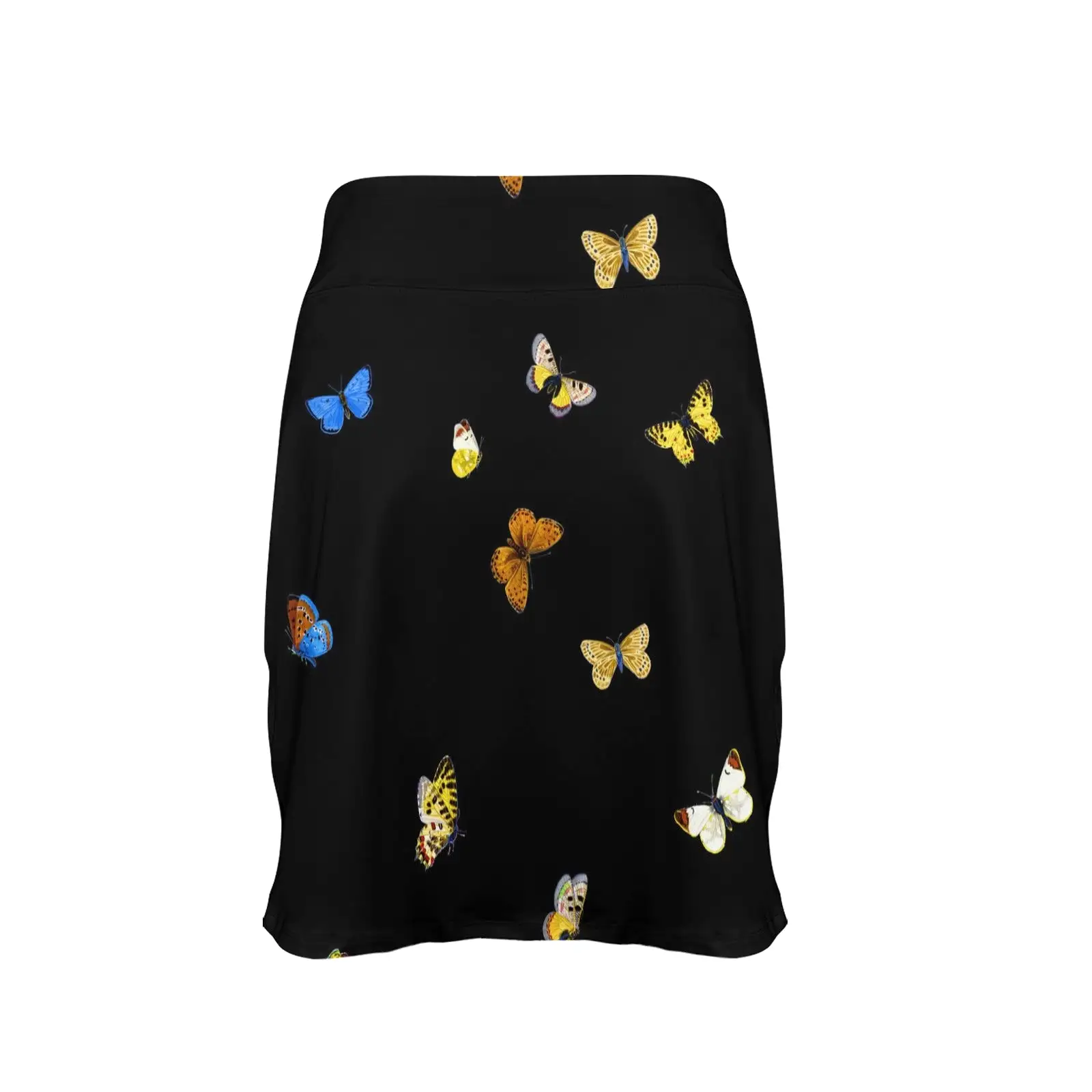 butterfly blue small print 3 Women's Golf Skirt with Pockets (Model D64)