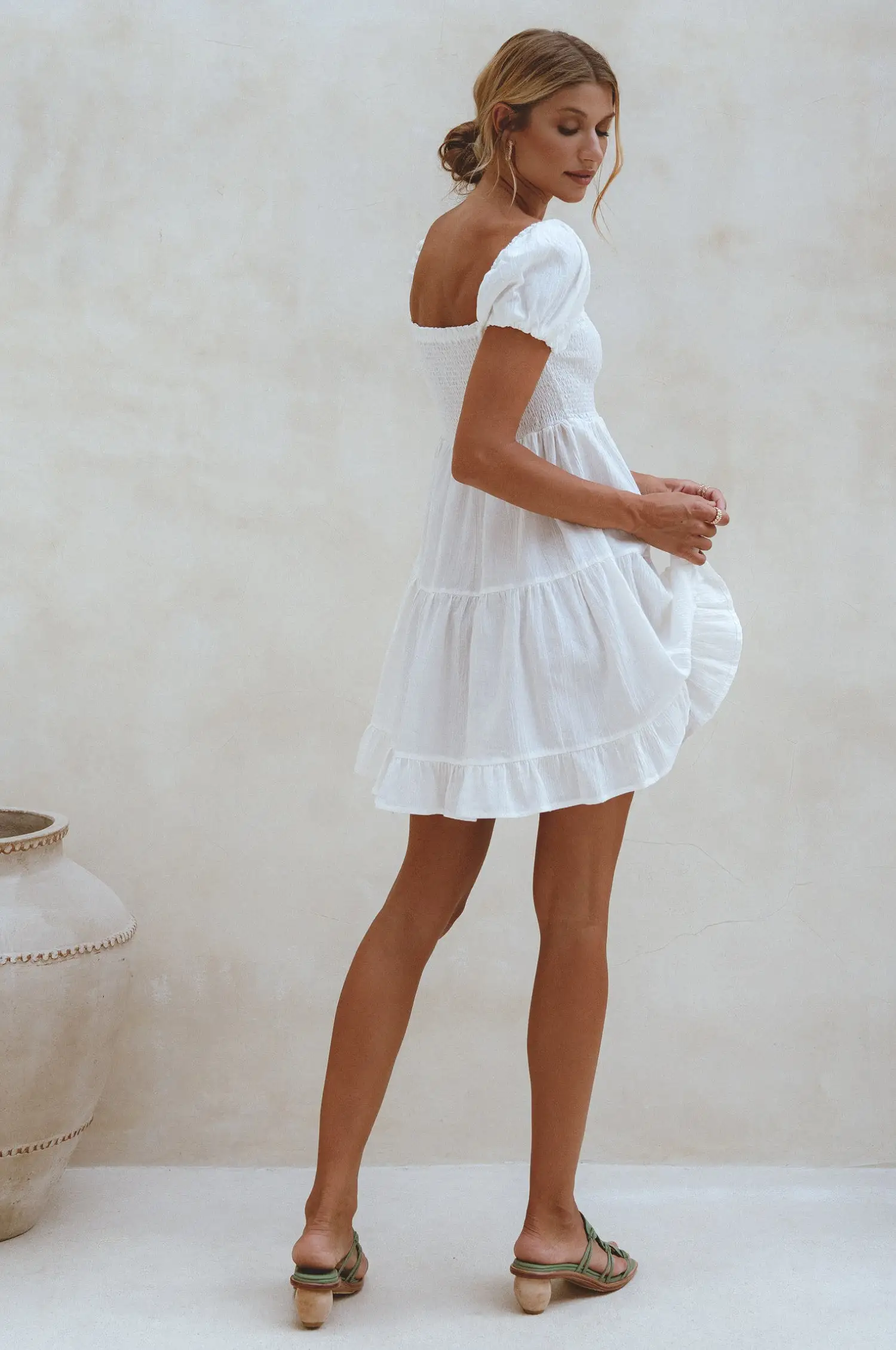 Catalina Smocked Linen Mini Dress