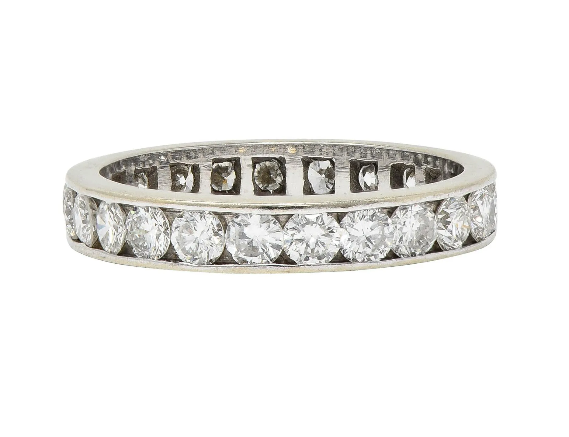 Contemporary 1.61 CTW Round Diamond 14 Karat White Gold Eternity Wedding Band Ring