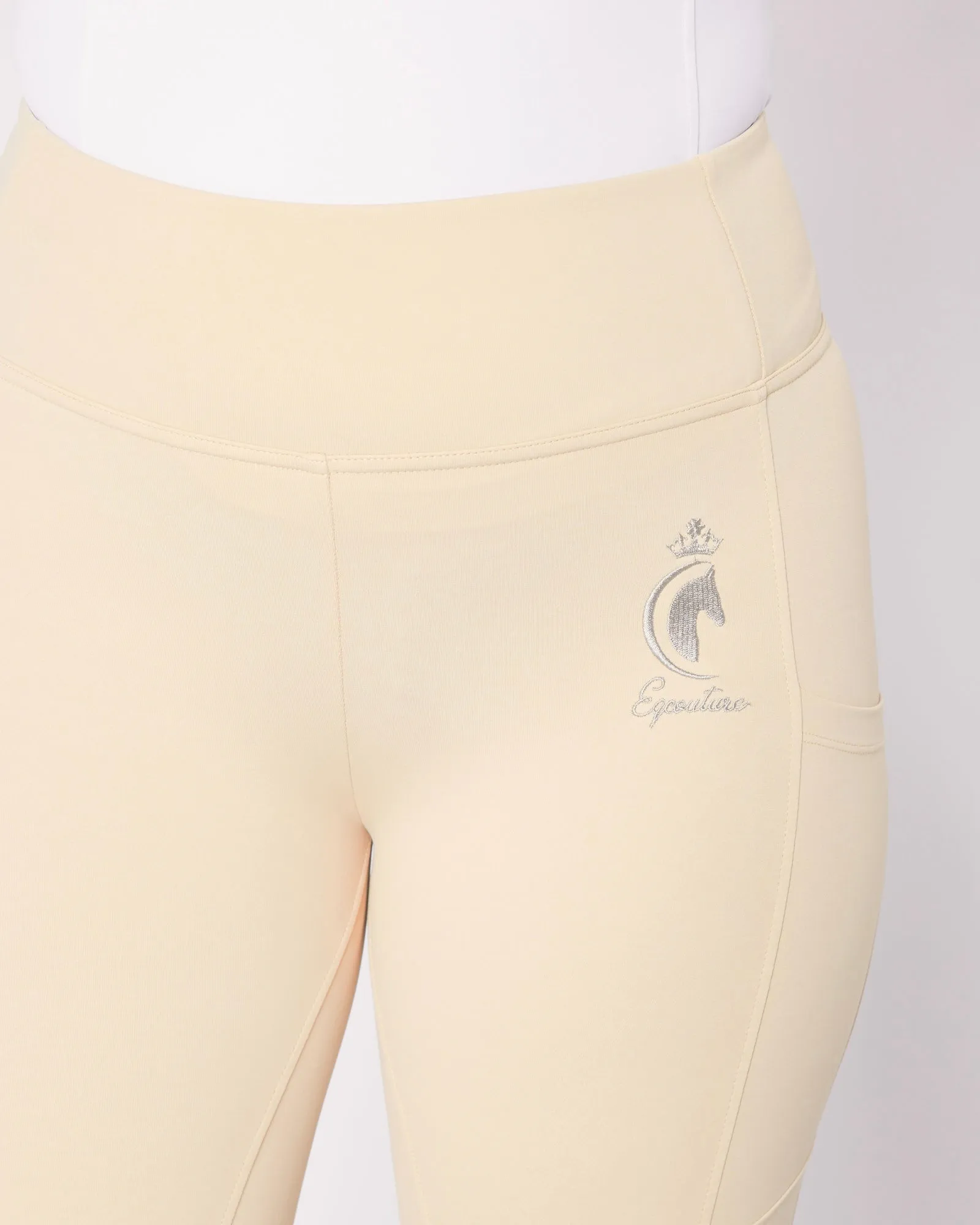 Cream Horse Riding Competition Tights / Leggings- CORNISH CREAM No Grip