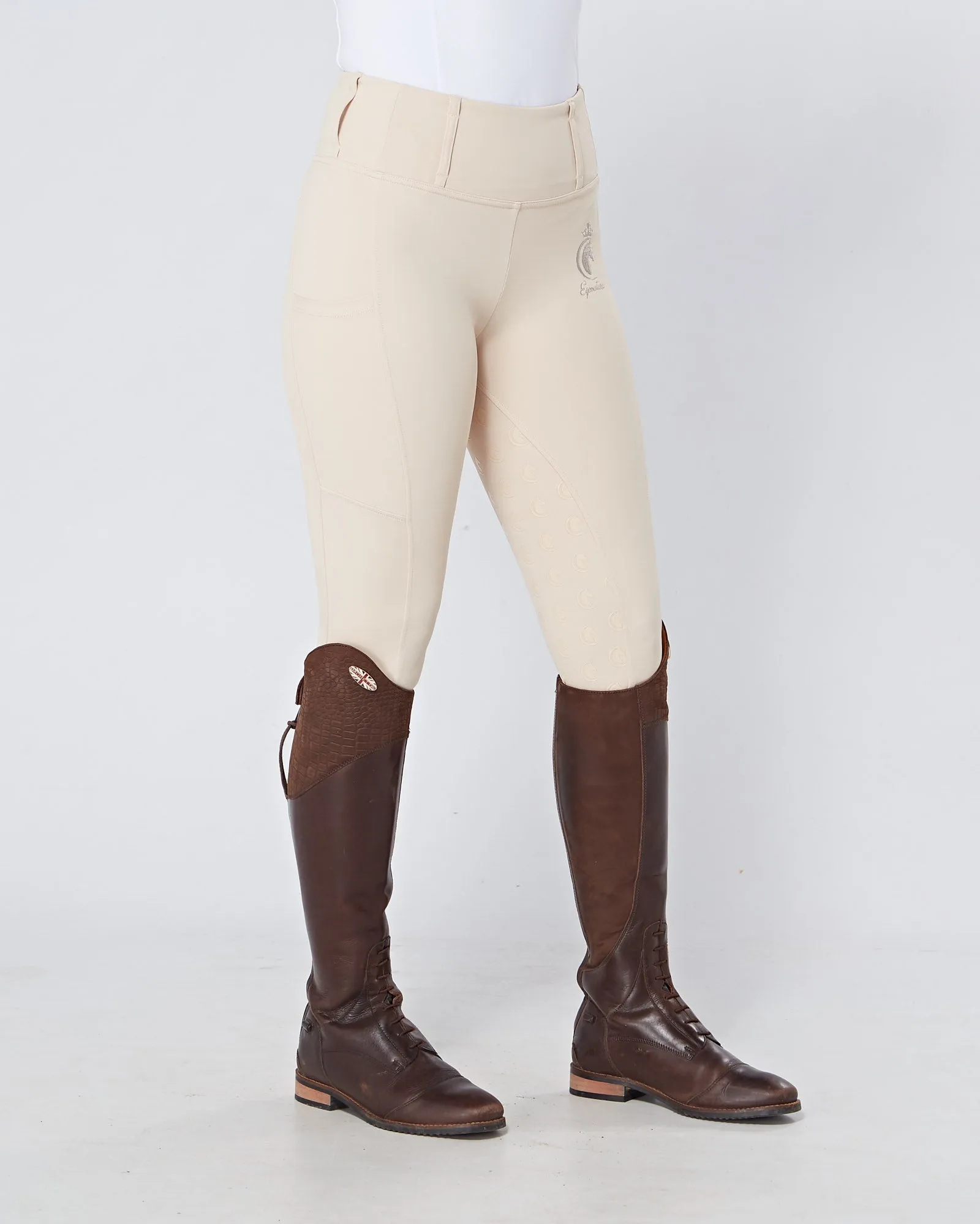 Cream Horse Riding Competition Tights / Leggings- CORNISH CREAM No Grip