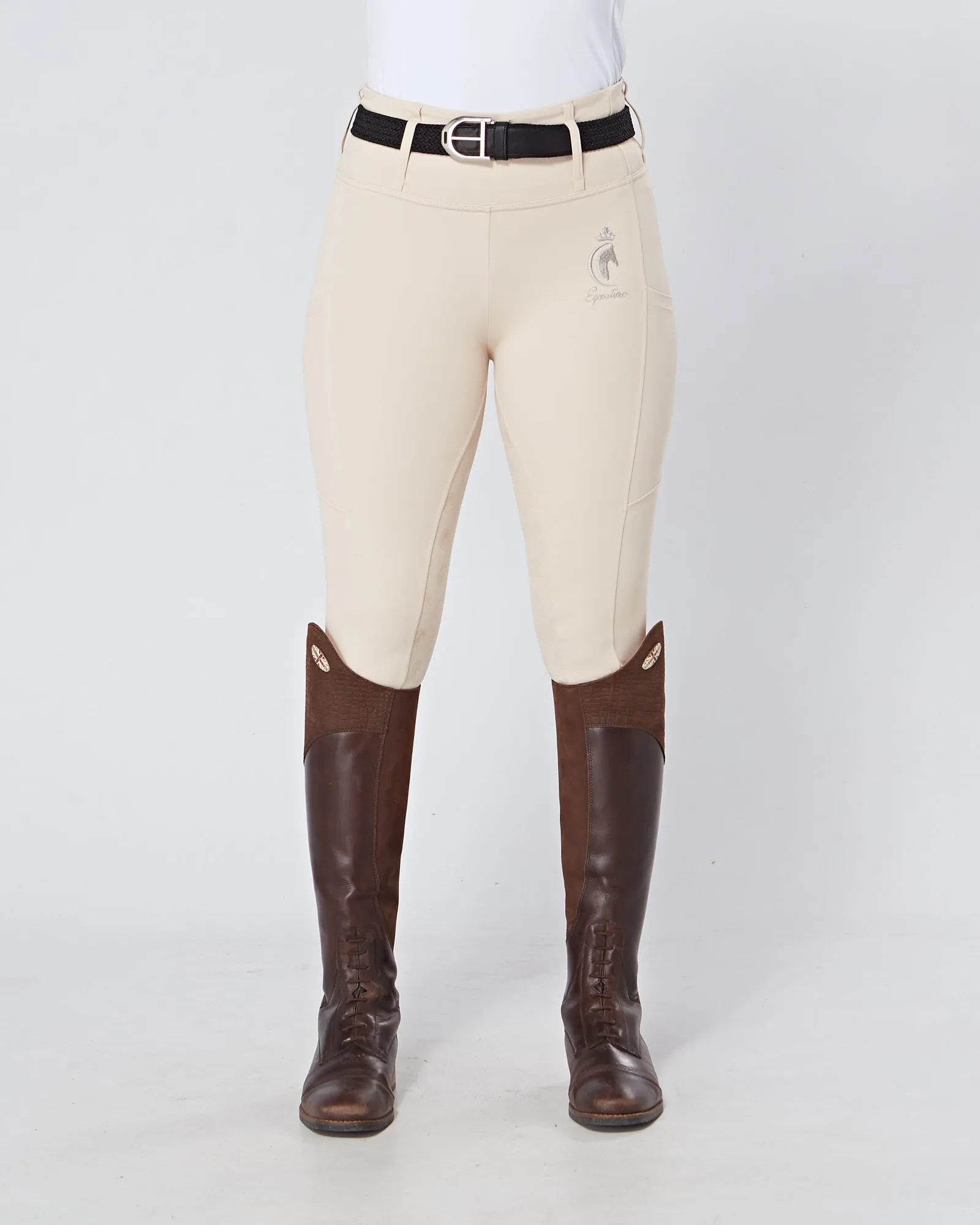 Cream Horse Riding Competition Tights / Leggings- CORNISH CREAM No Grip