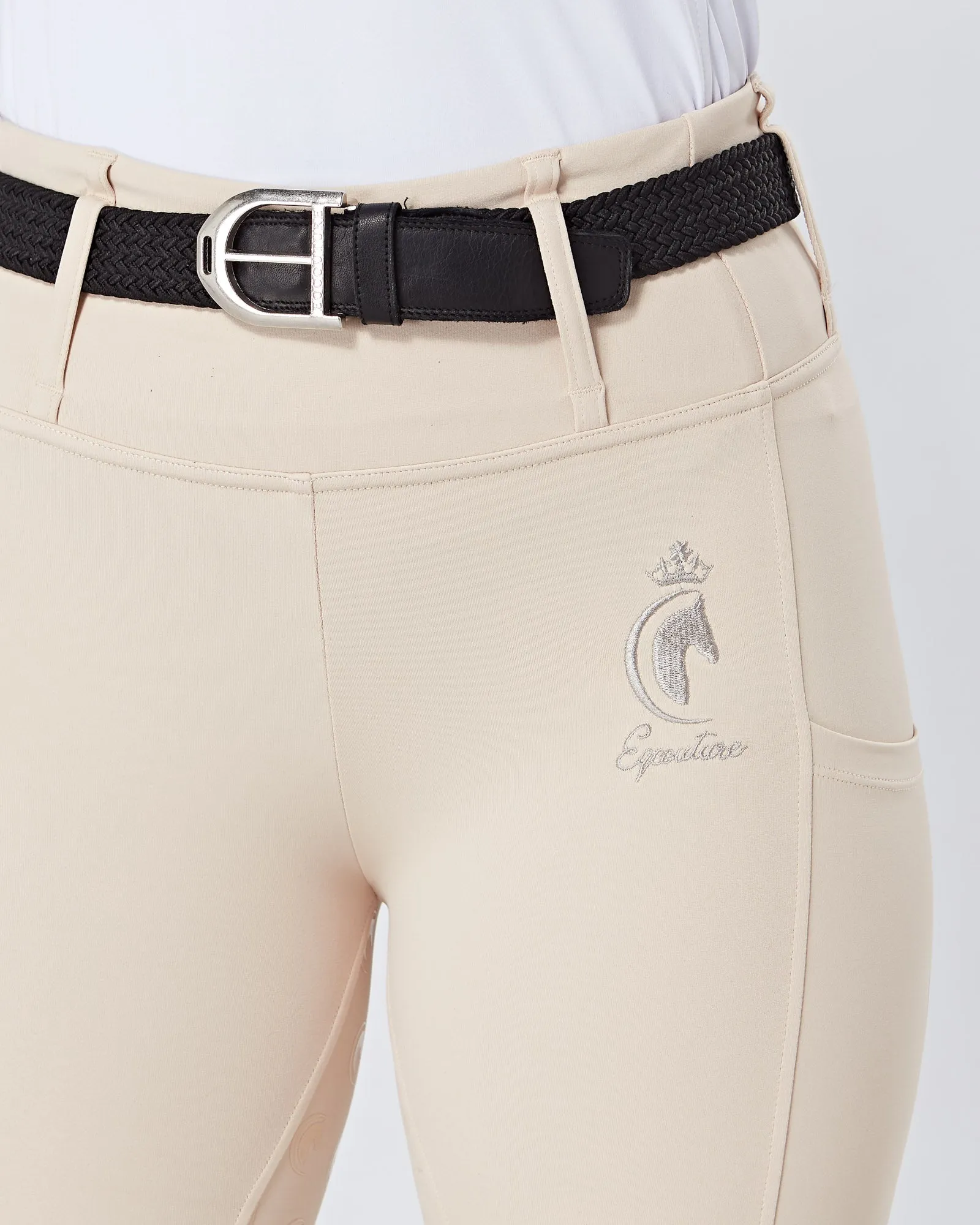 Cream Horse Riding Competition Tights / Leggings- CORNISH CREAM No Grip