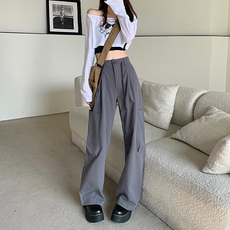 Dark Grey Straight Trousers