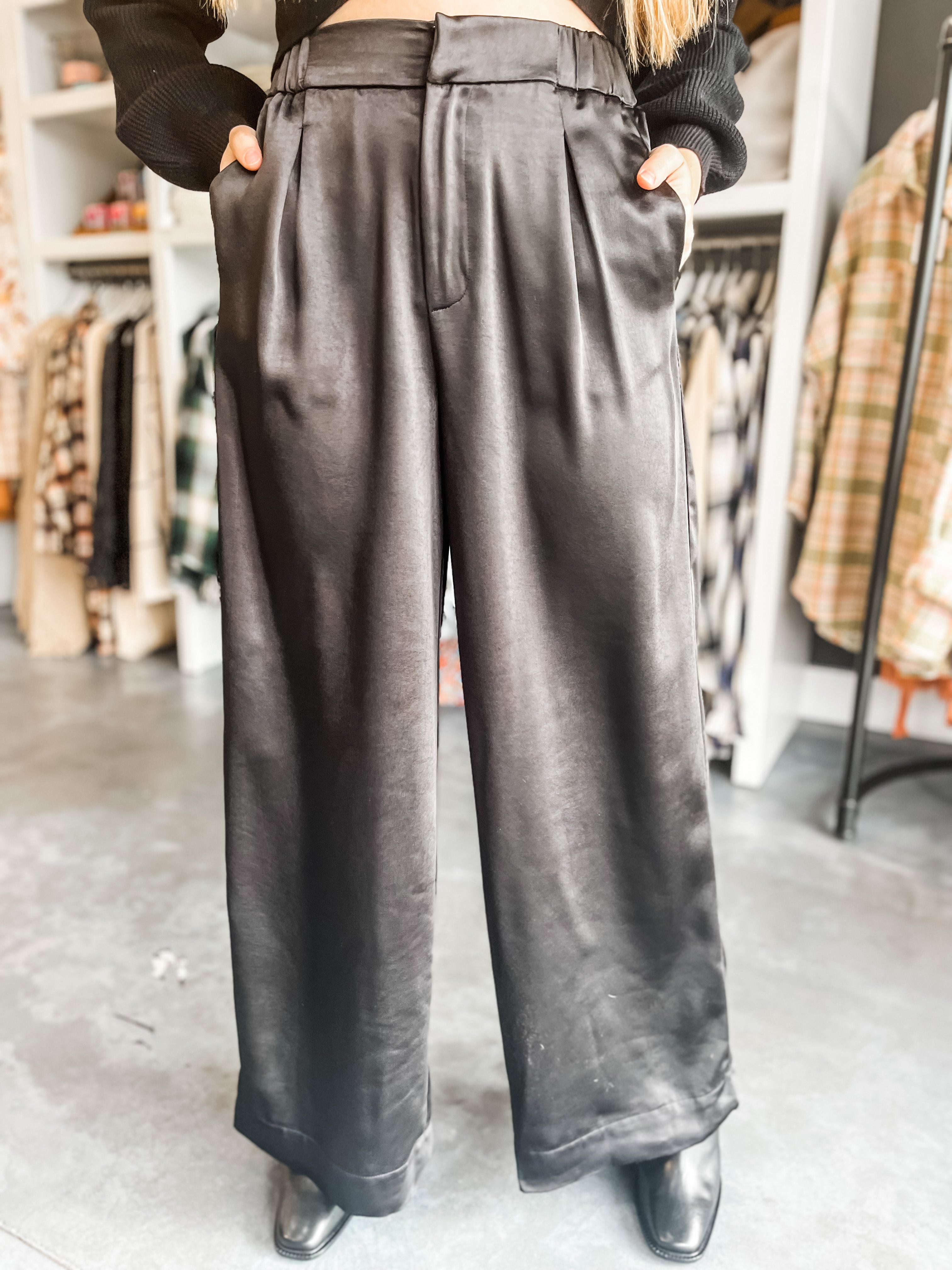 Double Take Satin Trousers