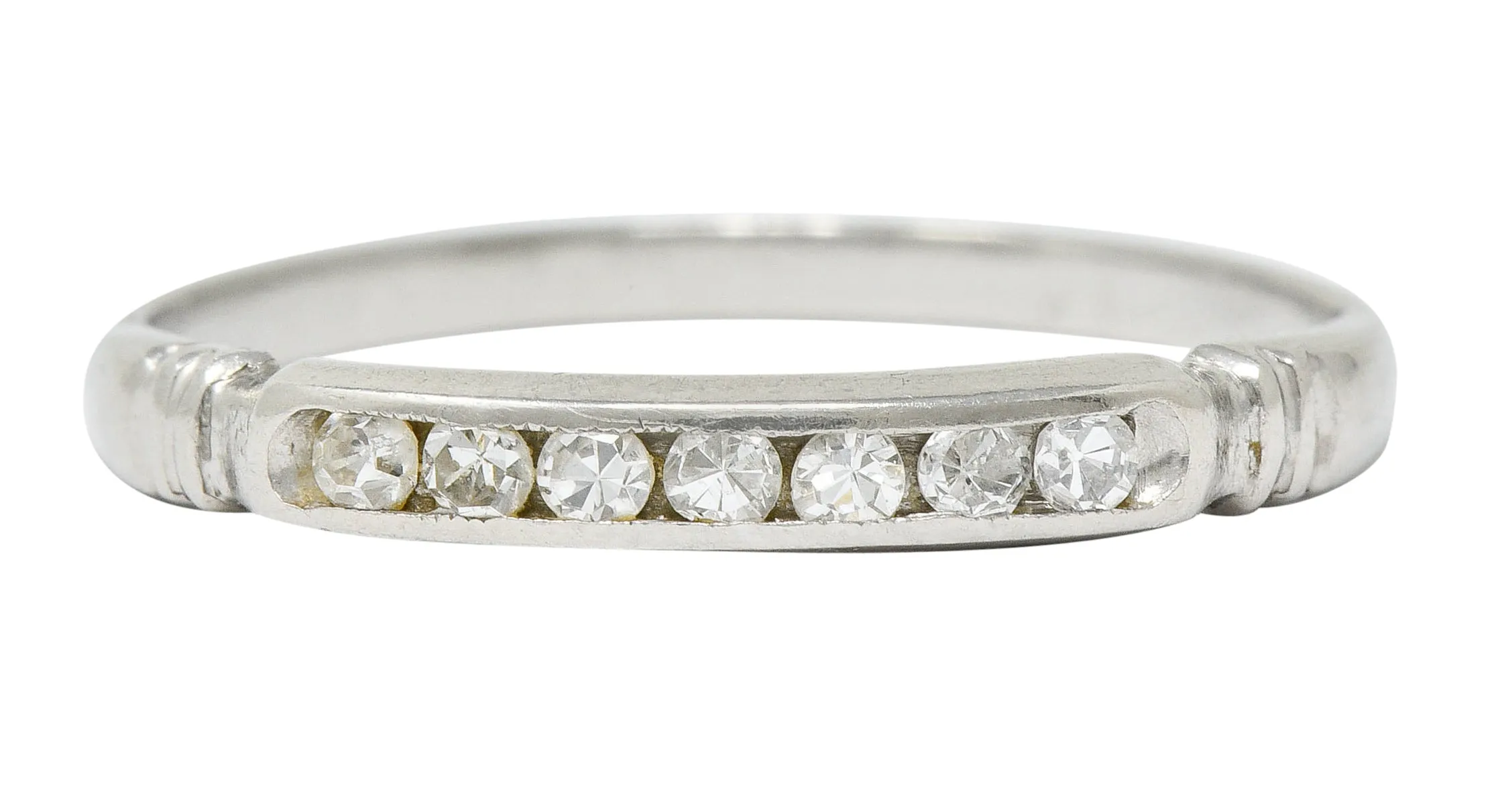 Early Art Deco Diamond Platinum Wedding Stacking Band Ring