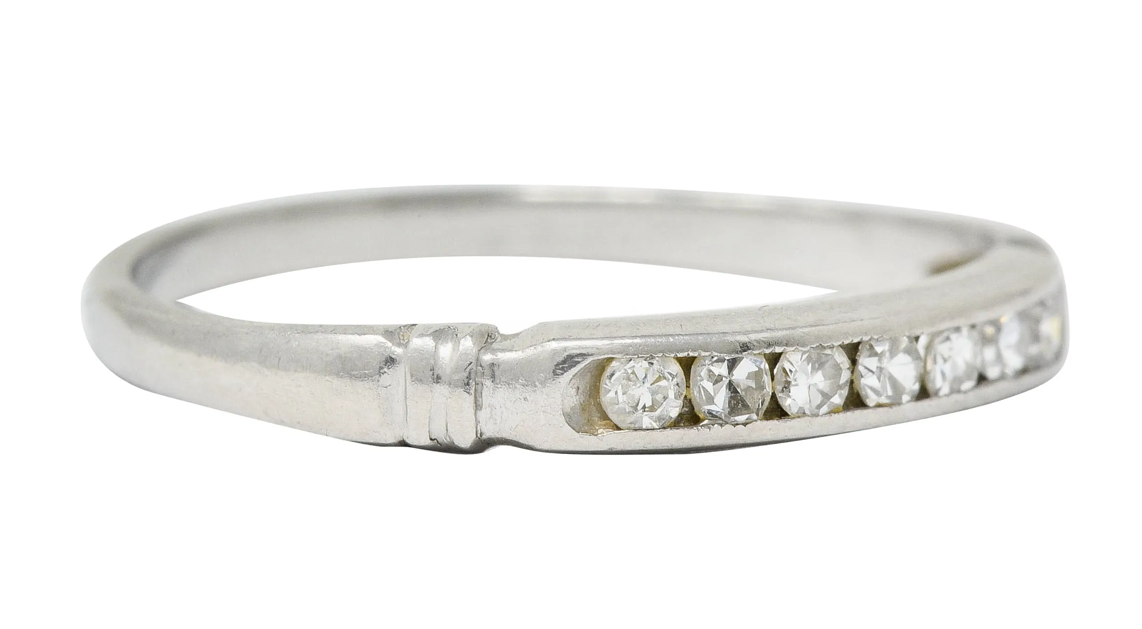 Early Art Deco Diamond Platinum Wedding Stacking Band Ring