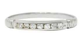 Early Art Deco Diamond Platinum Wedding Stacking Band Ring