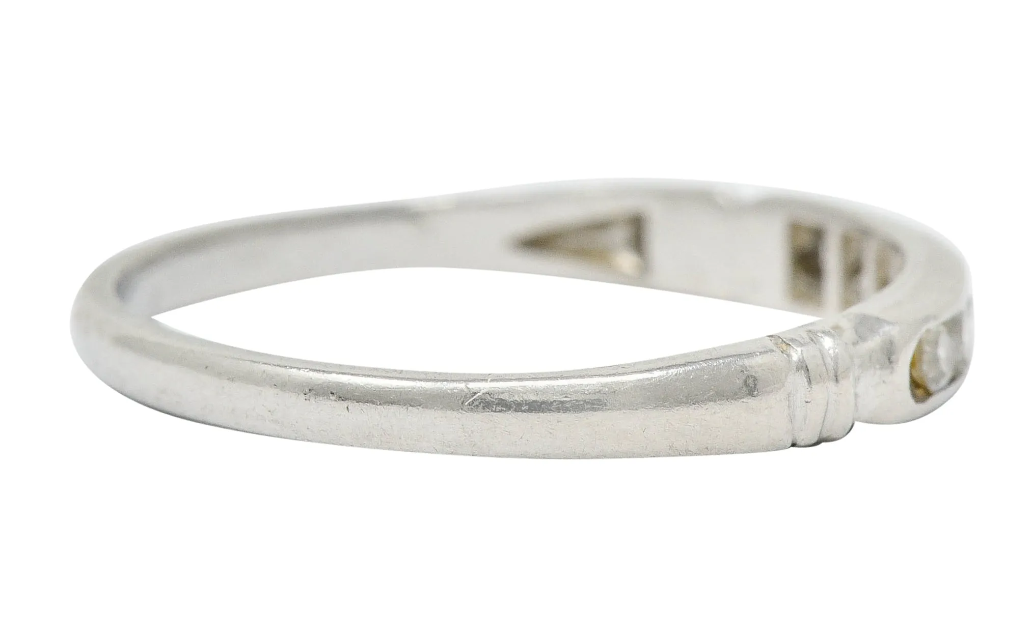 Early Art Deco Diamond Platinum Wedding Stacking Band Ring