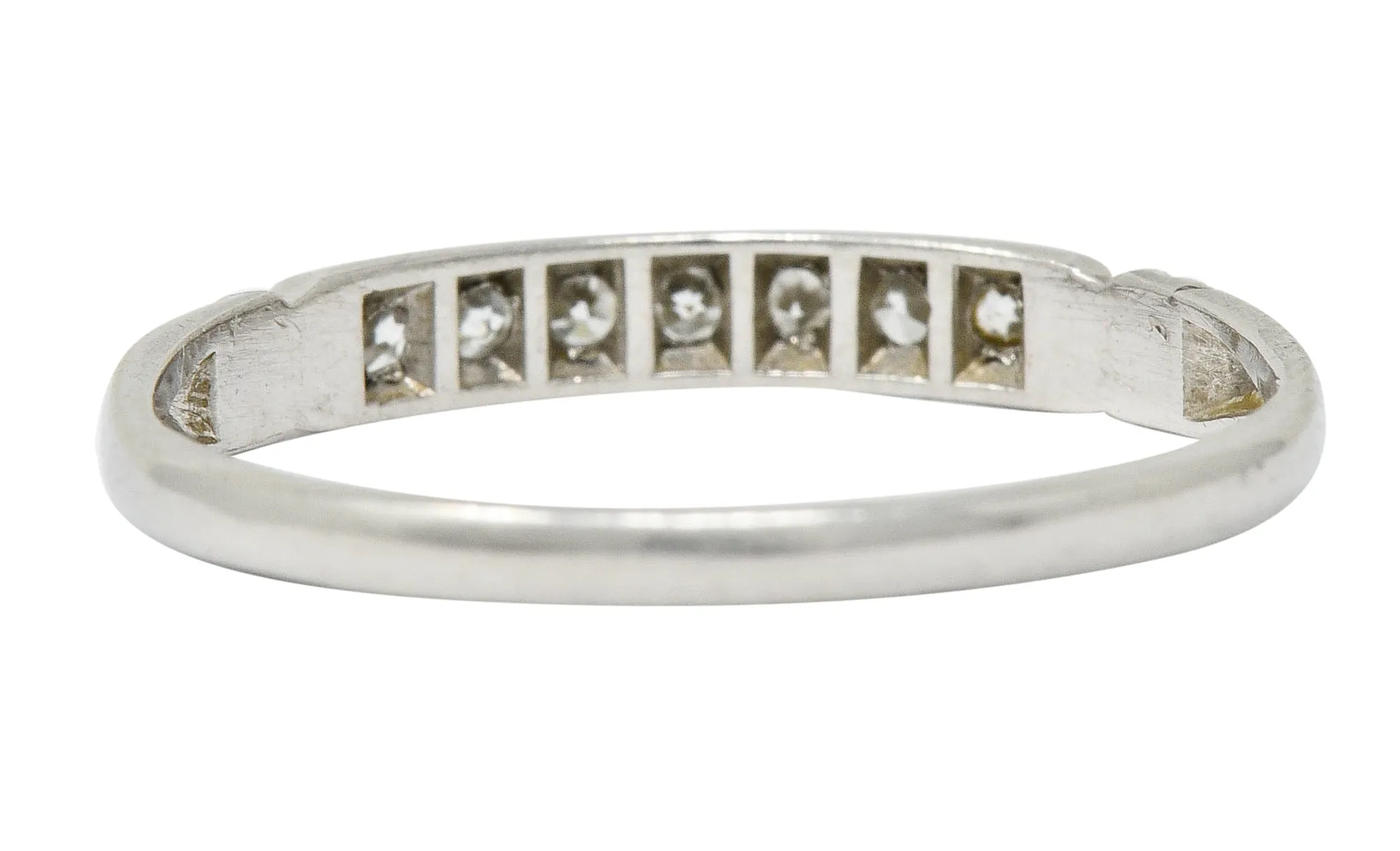 Early Art Deco Diamond Platinum Wedding Stacking Band Ring