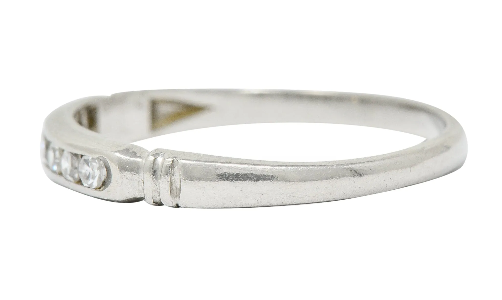 Early Art Deco Diamond Platinum Wedding Stacking Band Ring