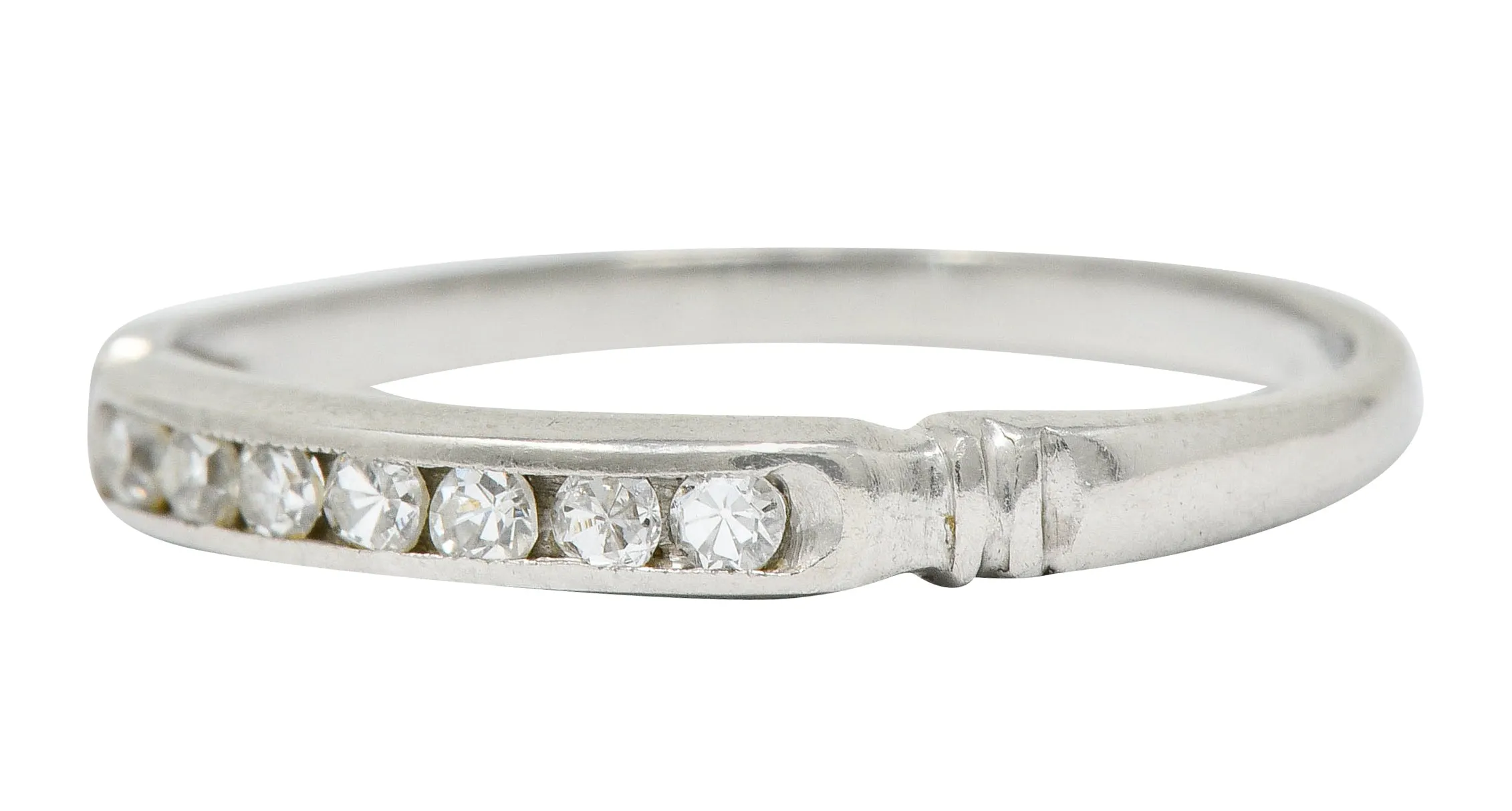 Early Art Deco Diamond Platinum Wedding Stacking Band Ring