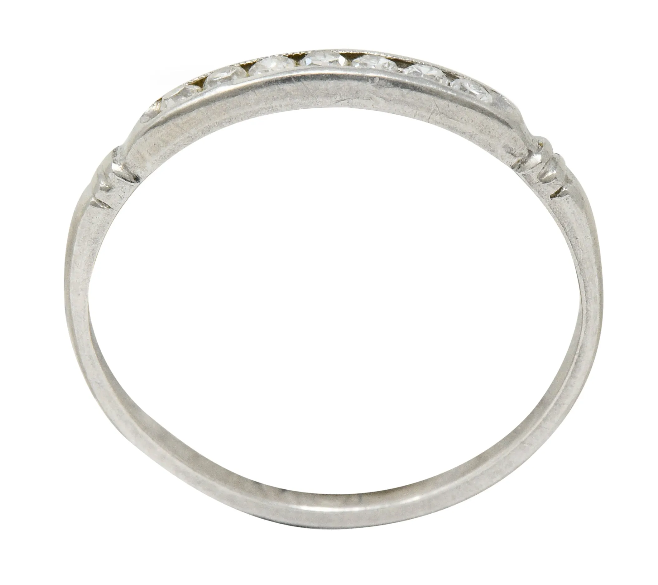 Early Art Deco Diamond Platinum Wedding Stacking Band Ring