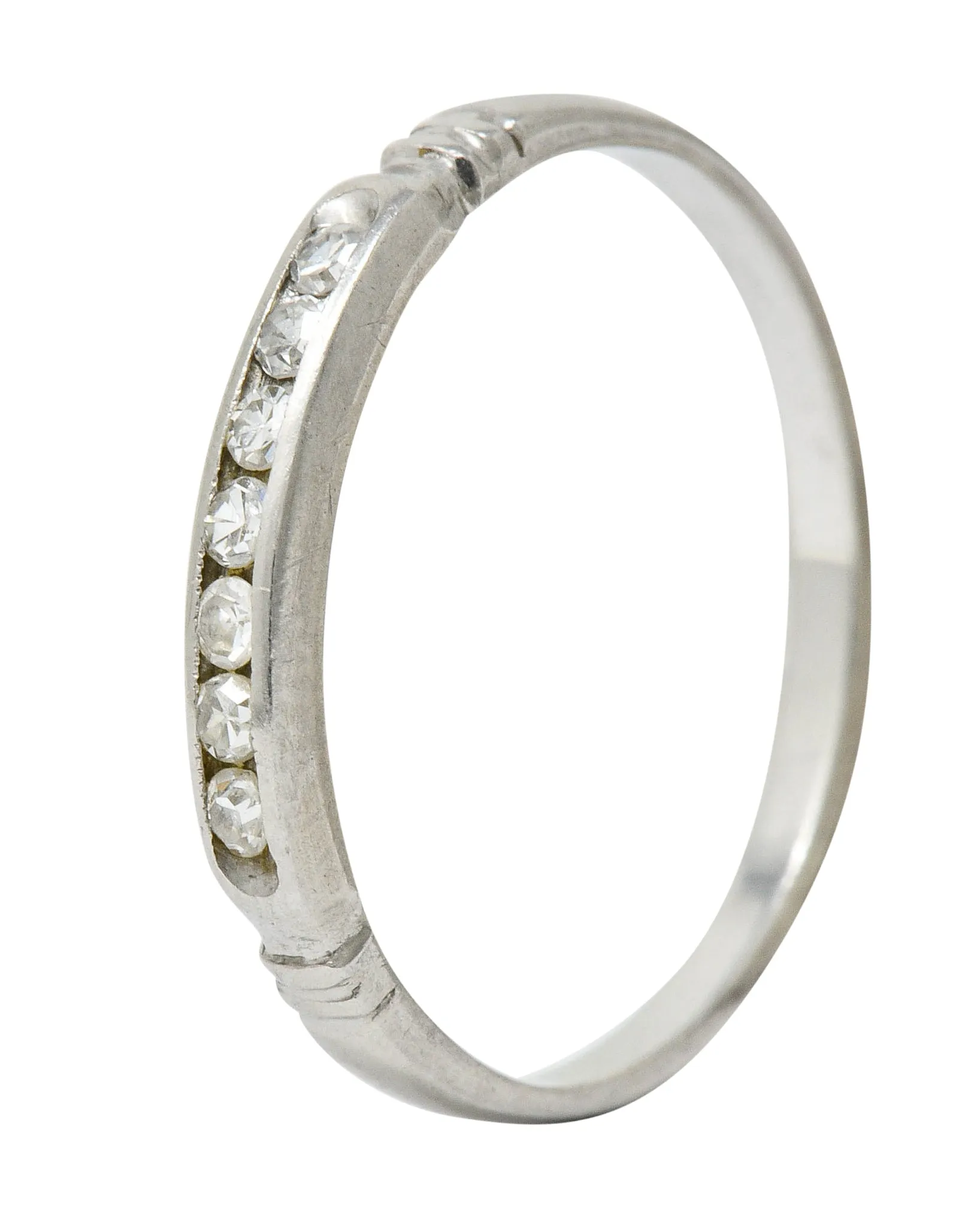 Early Art Deco Diamond Platinum Wedding Stacking Band Ring