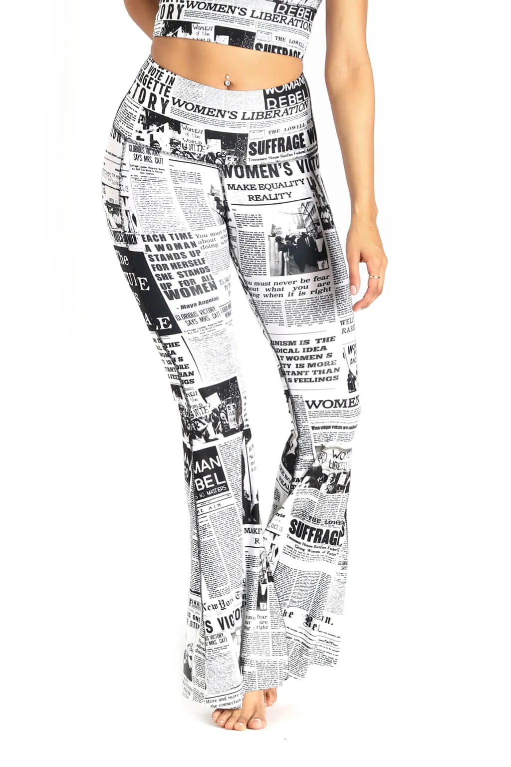 Feminist News Printed Bell Bottoms