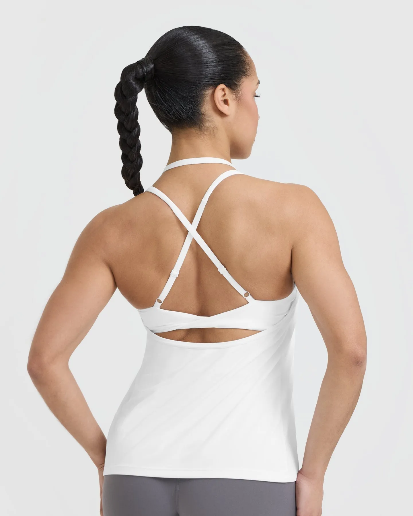 Go To High Neck Loose Crop Vest | White