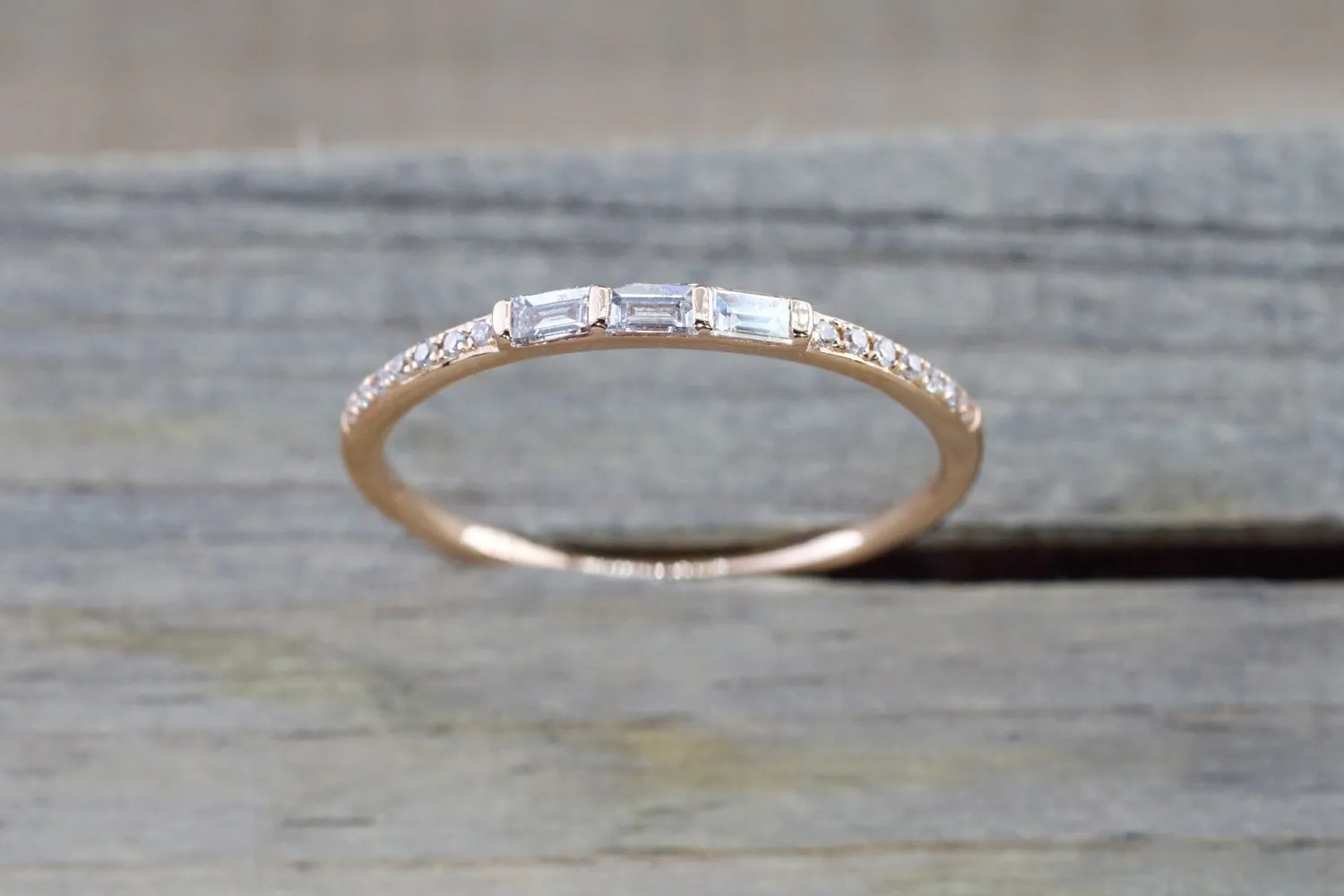 Gold Round And Baguette Cut Diamond Ring Wedding ASPBR010017