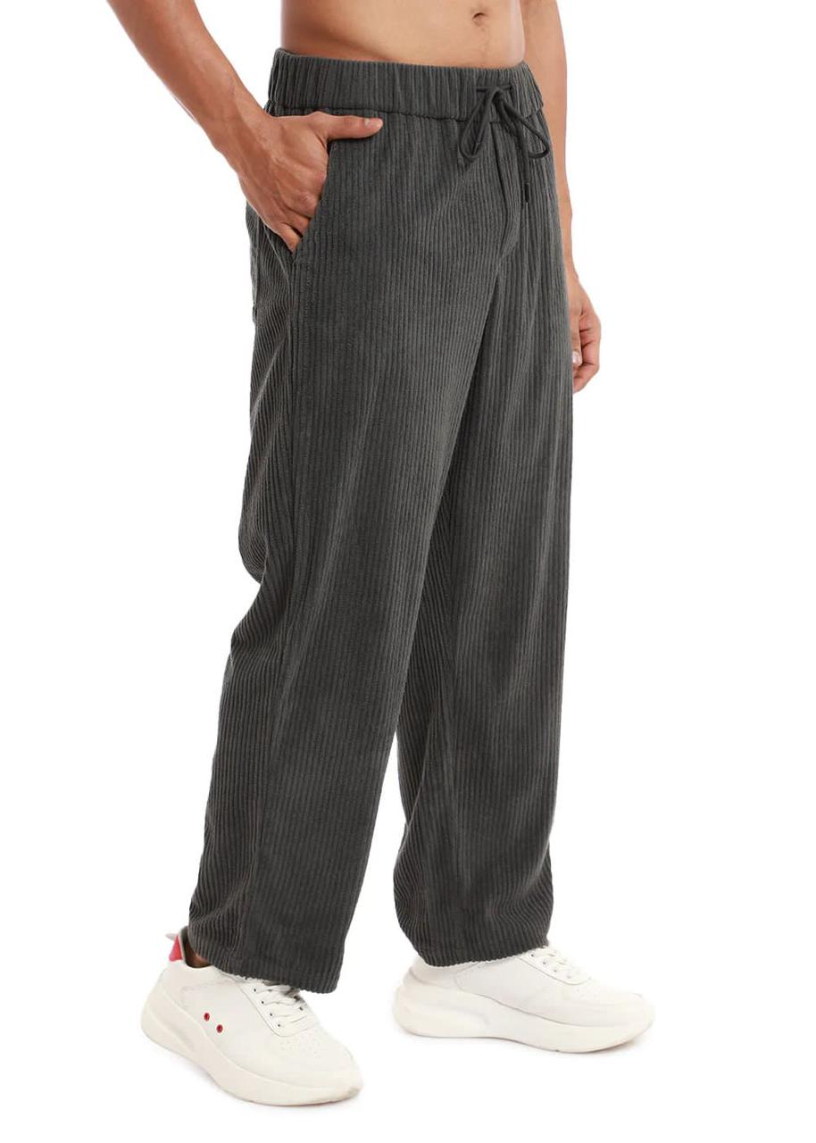 grey corduroy baggy trousers for men