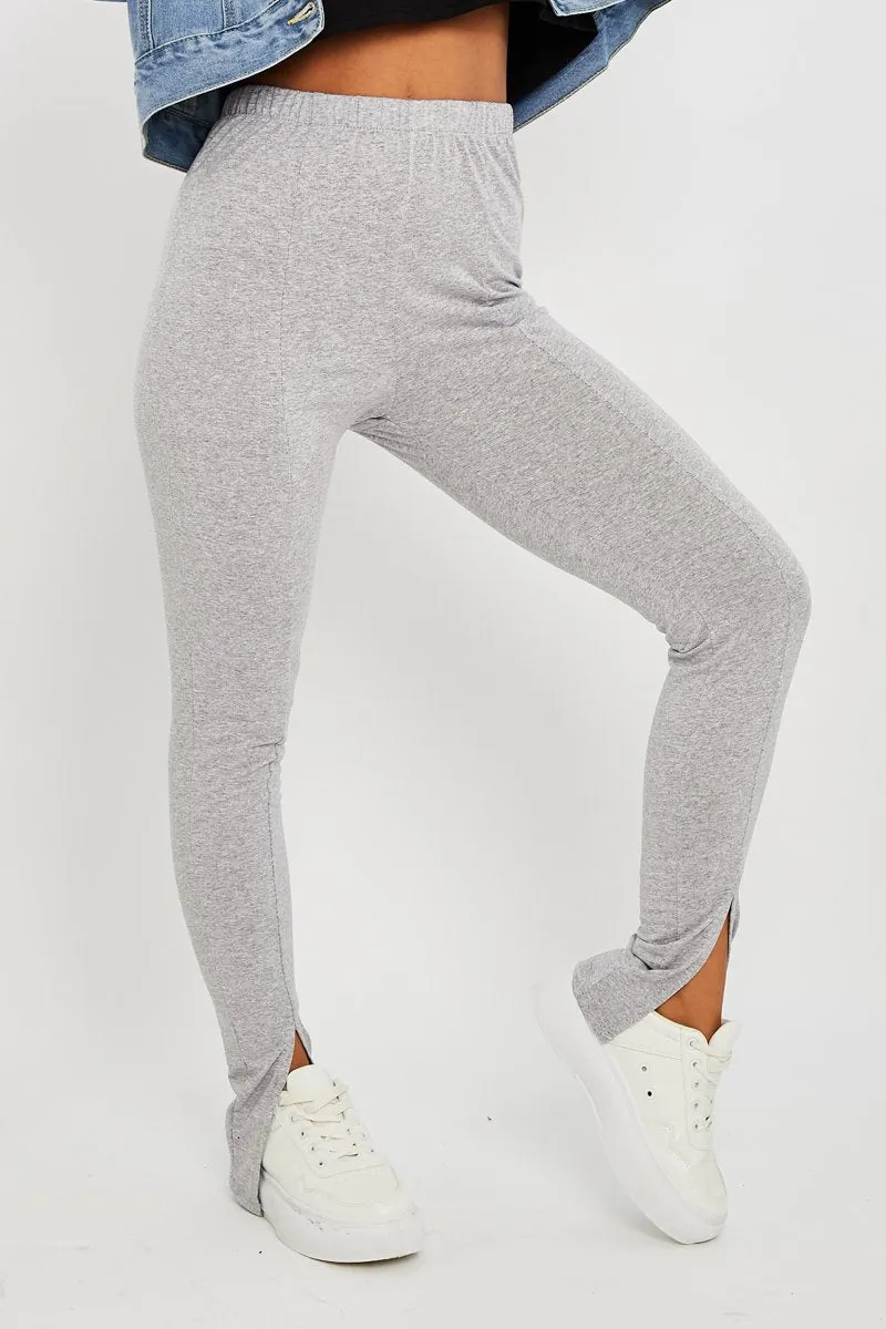 Grey Front Split Leggings - Polly