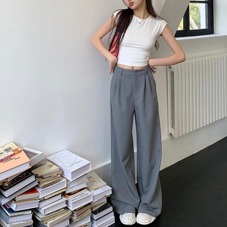 Grey Straight Trousers